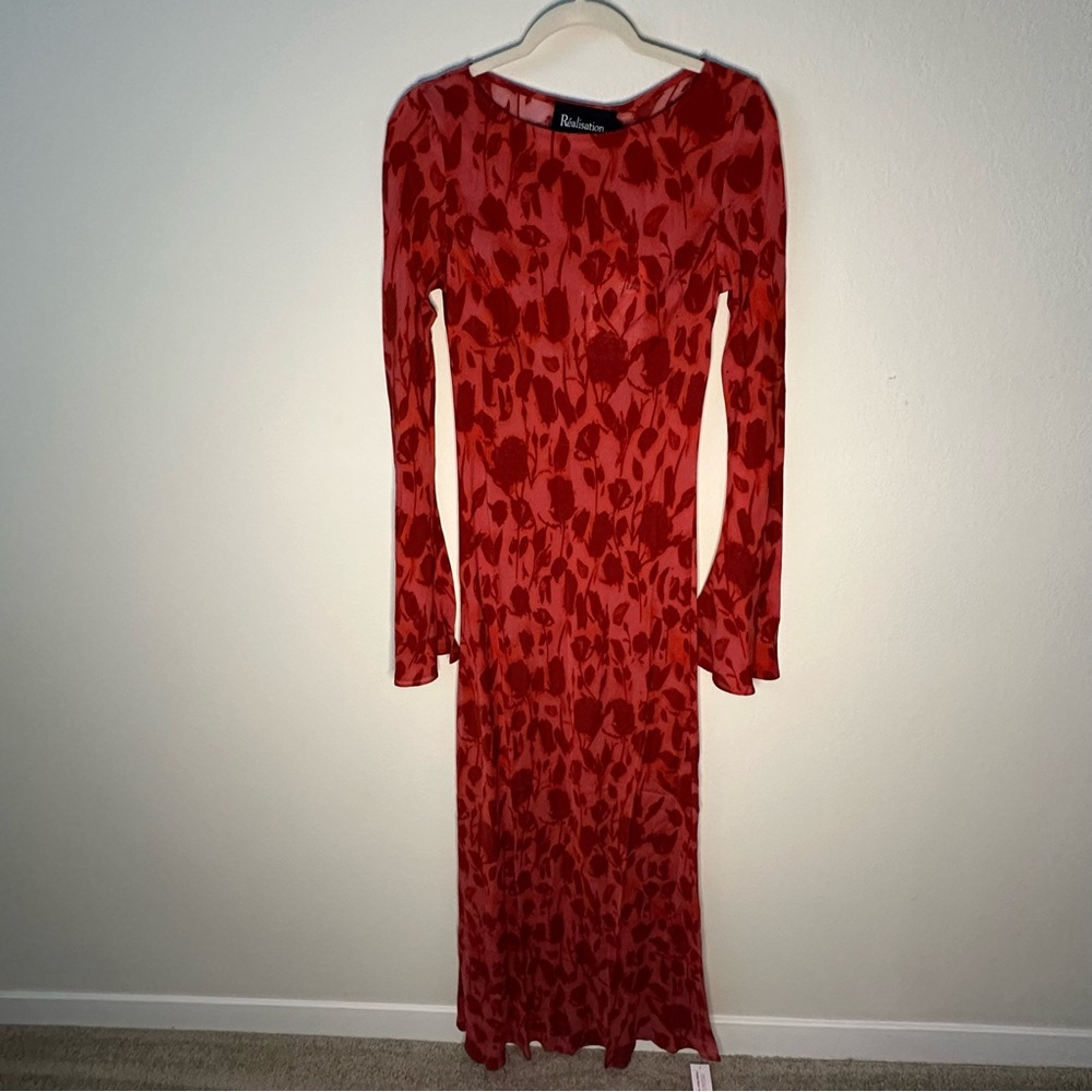 Réalisation Par Red Floral Long Sleeve Maxi Dress - Picture 5 of 12
